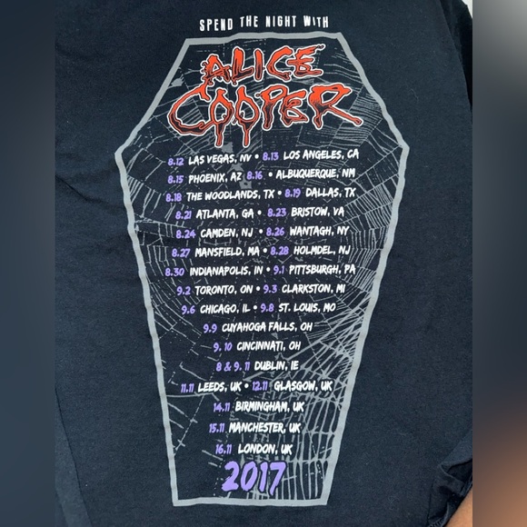 Alice Cooper 2017 💀  I Love the Dead Concert Tour T-Shirt Large - Picture 4 of 6